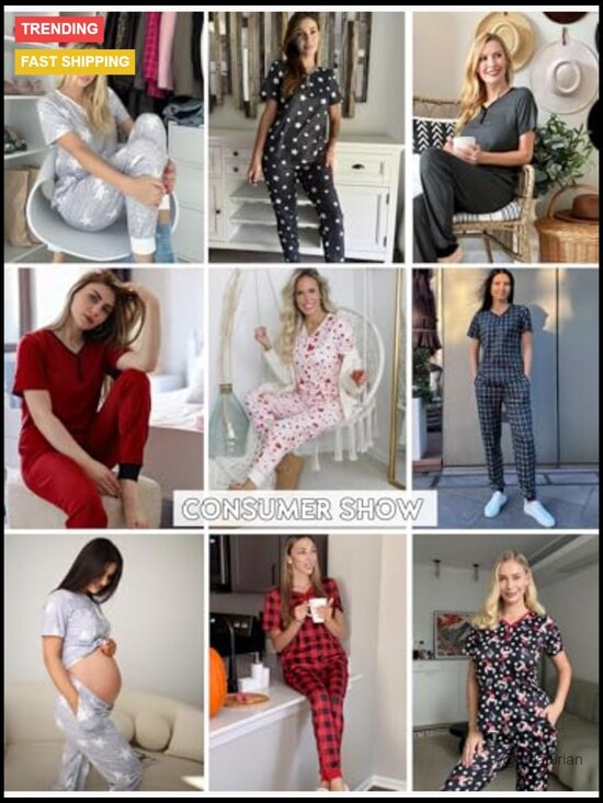 Polyester Spandex Pajama Set with Pockets V-Neck Short Sleeve - Picture 6 of 7